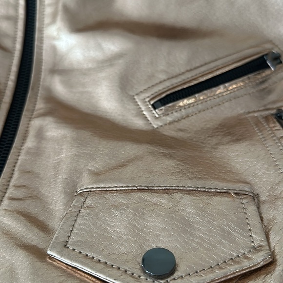 ZARA | Metallic Rose Gold Women's Vegan Leather Jacket - Picture 9 of 14